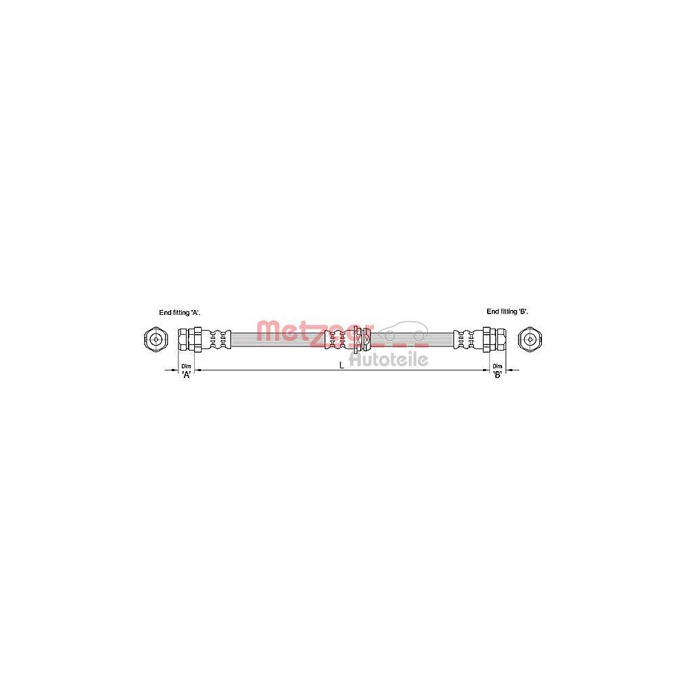 Bremsschlauch METZGER 4110248 f&uuml;r VAG, Vorderachse links, Vorderachse rechts