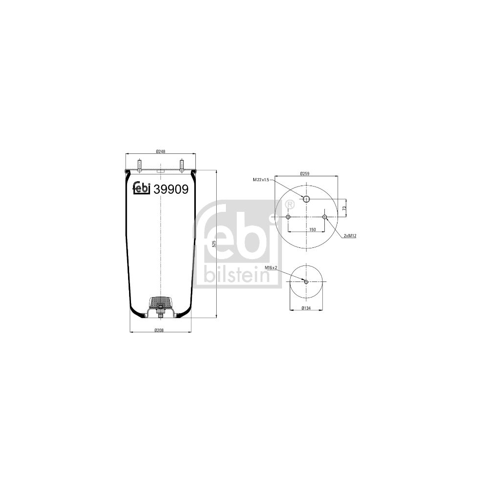 Febi Bilstein 39909 Luftfederbalg ohne Kolben , 1 Stück