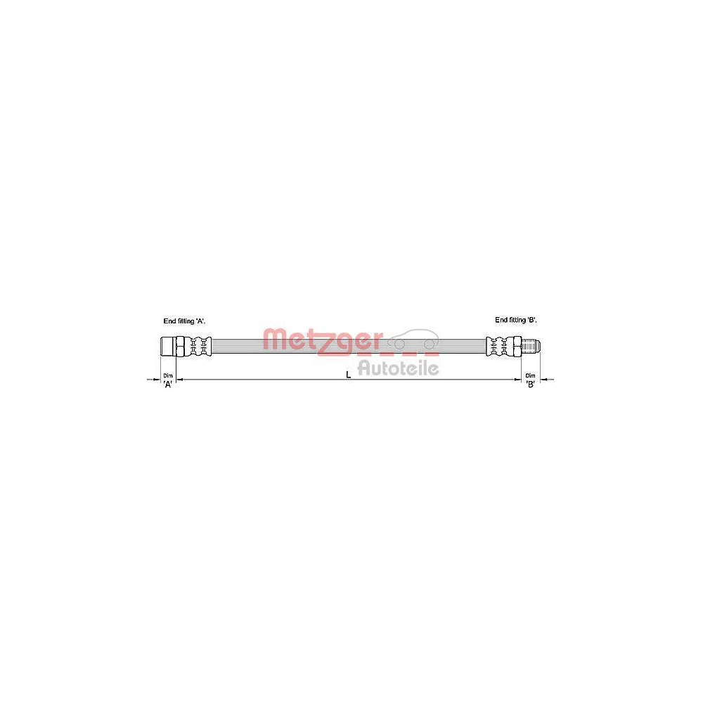 Bremsschlauch METZGER 4110257 für VW, Hinterachse links, Hinterachse rechts