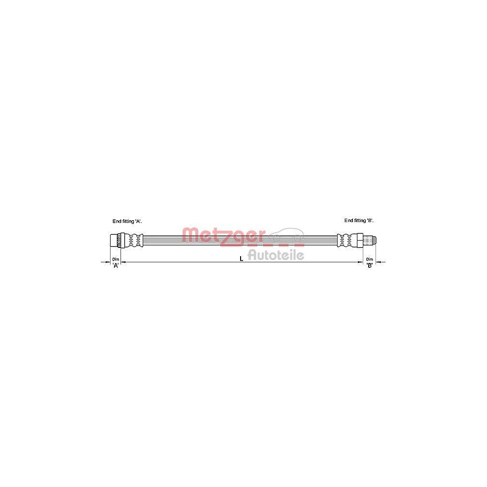 Bremsschlauch METZGER 4110261 für PEUGEOT, Vorderachse links, Vorderachse rechts