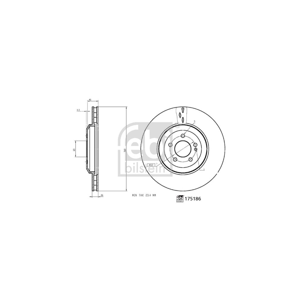 Bremsscheibe FEBI BILSTEIN 175186 für MERCEDES-BENZ, Hinterachse