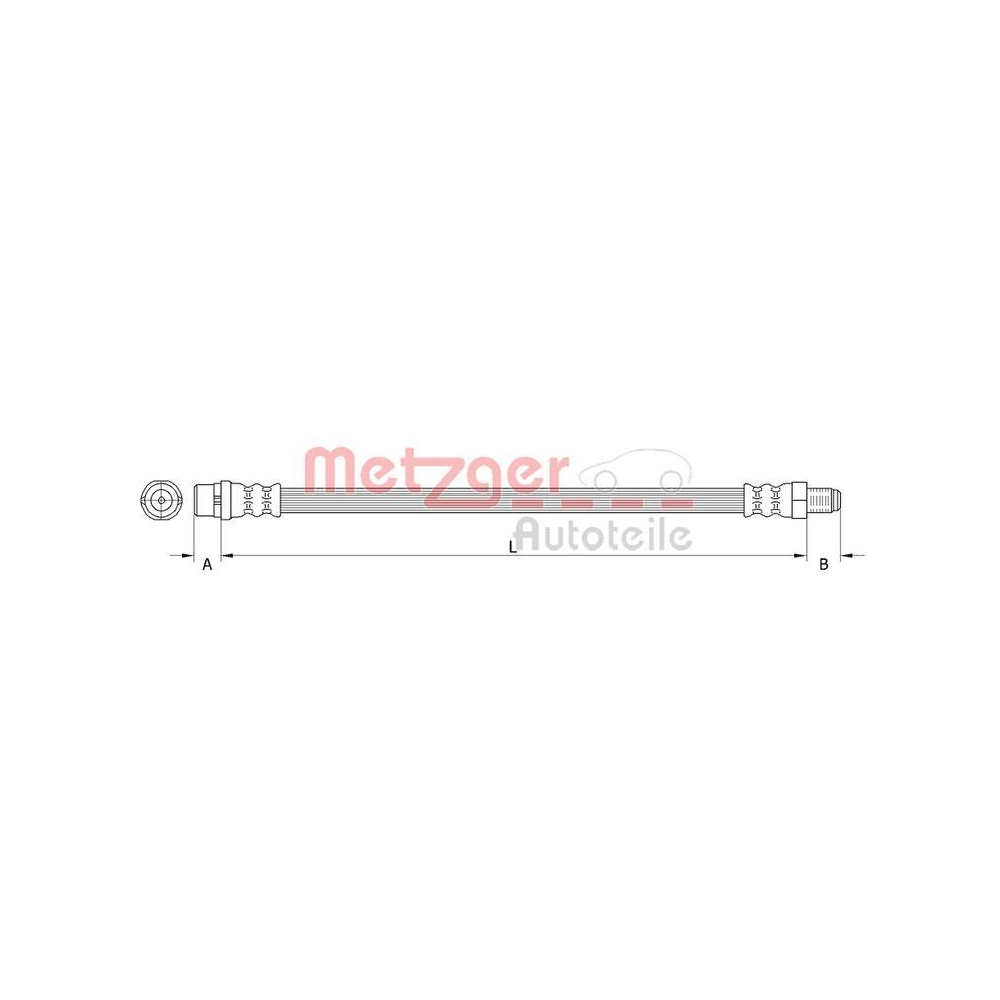 Bremsschlauch METZGER 4110277 GREENPARTS für MERCEDES-BENZ, Hinterachse, Rahmen