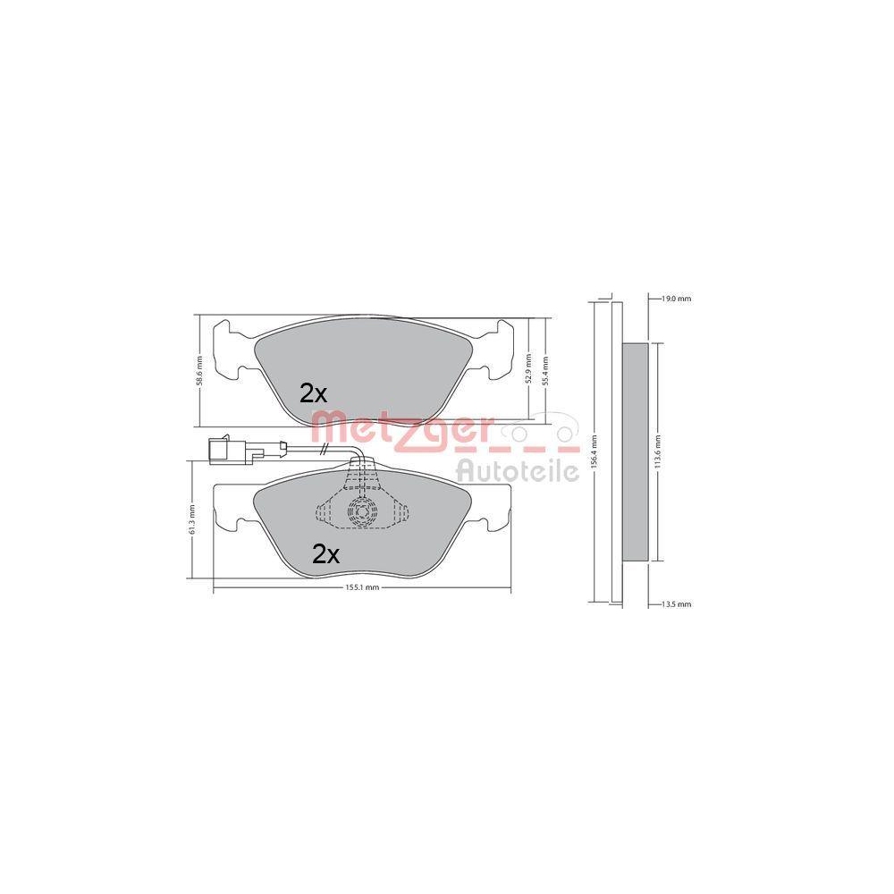 Bremsbelagsatz, Scheibenbremse METZGER 1170321 f&uuml;r ALFA ROMEO FIAT LANCIA