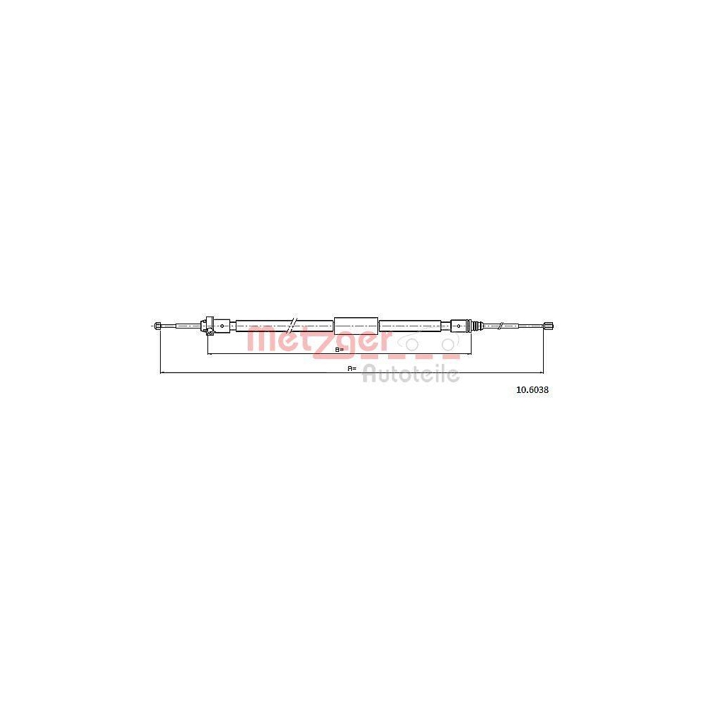 Seilzug, Feststellbremse METZGER 10.6038 für PEUGEOT, hinten links