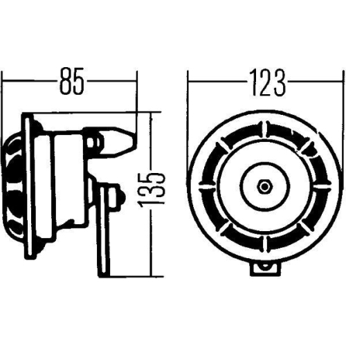 Horn HELLA 3AF 003 399-071 für KÄSSBOHRER MAN MERCEDES-BENZ VOLVO CASE IH O&K