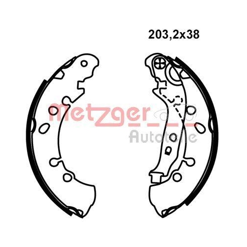 Bremsbackensatz METZGER MG 236 für TOYOTA, Hinterachse