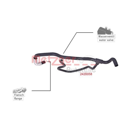 Kühlerschlauch METZGER 2420058 für FORD, für Fahrzeuge ohne Klimaanlage