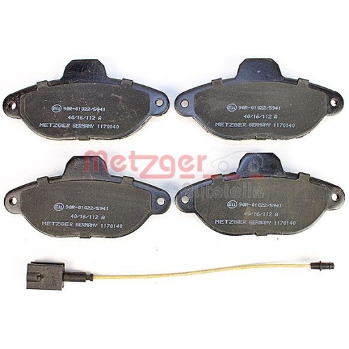 Bremsbelagsatz, Scheibenbremse METZGER 1170140 für FIAT FORD, Vorderachse