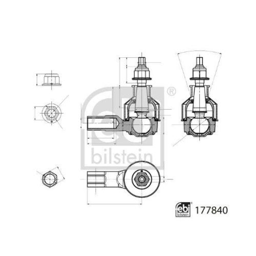 Spurstangenkopf FEBI BILSTEIN 177840 für OPEL VAUXHALL CHEVROLET GENERAL MOTORS