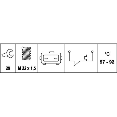 Temperaturschalter, Kühlerlüfter HELLA 6ZT 007 801-051 für CITROËN FIAT LANCIA