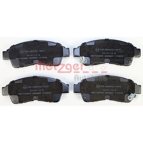 Bremsbelagsatz, Scheibenbremse METZGER 1170209 für TOYOTA, Vorderachse