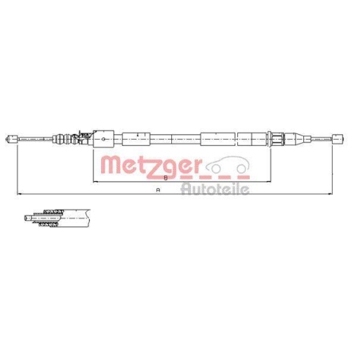 Seilzug, Feststellbremse METZGER 11.5759 für OPEL, hinten links