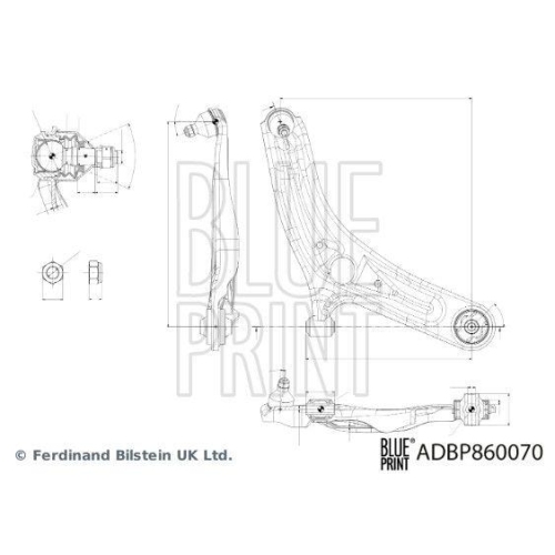 Blue Print 1x ADBP860070BP Querlenker mit Lagern und Gelenk