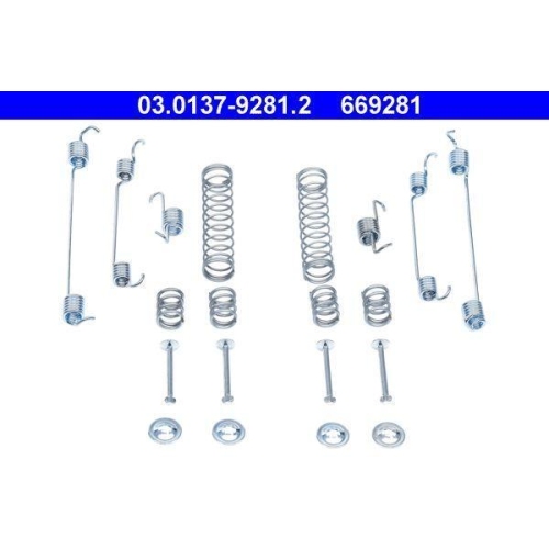 Zubehörsatz, Bremsbacken ATE 03.0137-9281.2 für CITROËN PEUGEOT, Hinterachse