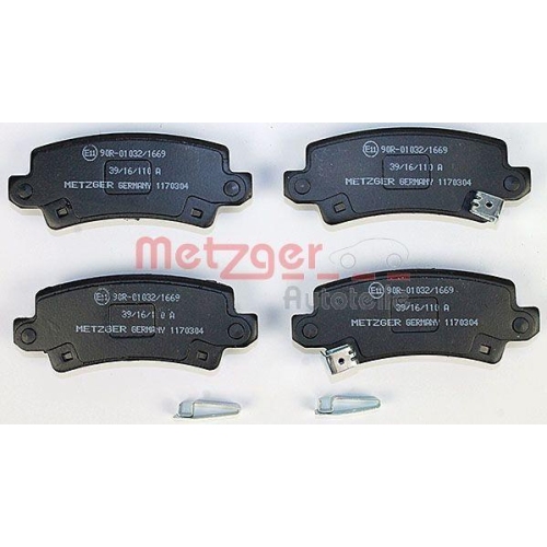 Bremsbelagsatz, Scheibenbremse METZGER 1170304 für TOYOTA, Hinterachse