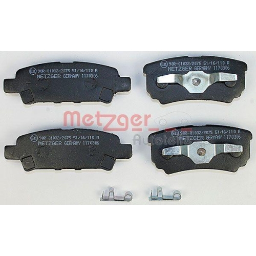 Bremsbelagsatz, Scheibenbremse METZGER 1170306 für CITROËN DODGE MITSUBISHI JEEP