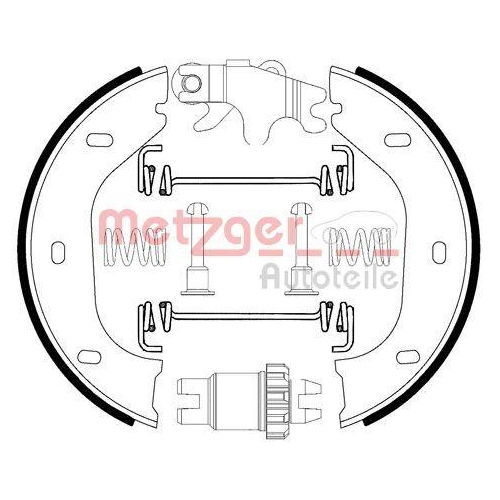 Bremsbackensatz, Feststellbremse METZGER 0152001 für BMW, Hinterachse links