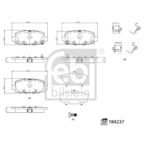 Bremsbelagsatz, Scheibenbremse FEBI BILSTEIN 184237 für JEEP, Hinterachse