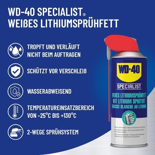 WD-40 Specialist Weißes Lithiumsprühfett Smart Straw 3x400ml Spray