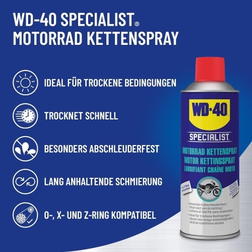 WD-40 Specialist Motorrad Kettenspray 3x400ml, Ketten Öl, Ketten Pflege