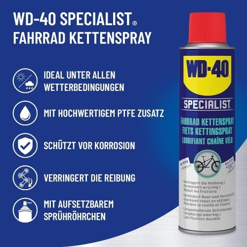 WD-40 Specialist Fahrrad Kettenspray 3x250 ml, Kettenpflege, Kettenreiniger