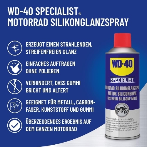 WD-40 Specialist Motorrad Silikonglanzspray Glanzspray Schmiermittel 2x400ml