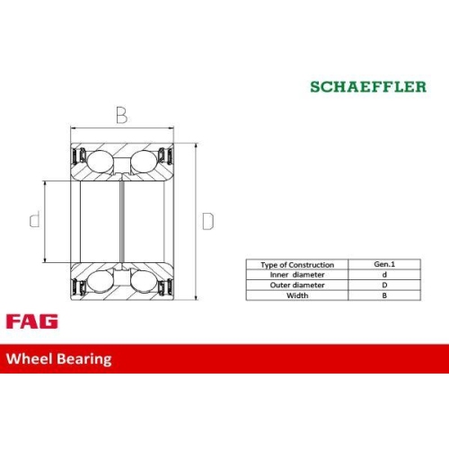 Radlagersatz FAG 713 6780 50 für FORD, Vorderachse