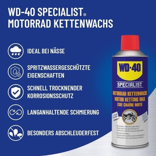 WD-40 Specialist Motorrad Kettenwachs pflege Schmiermittel 2x400ml Wachs