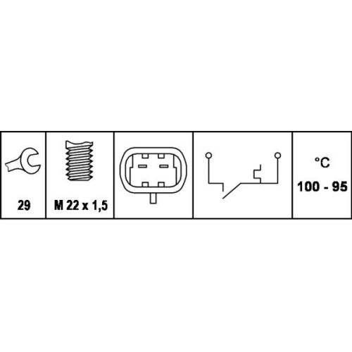 Temperaturschalter, Kühlerlüfter HELLA 6ZT 007 807-001 für OPEL VAUXHALL HOLDEN