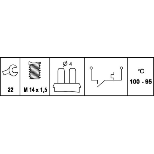 Temperaturschalter, Kühlerlüfter HELLA 6ZT 008 729-001 für EVOBUS