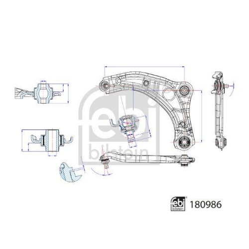 Lenker, Radaufhängung FEBI BILSTEIN 180986 für NISSAN, Vorderachse links, unten