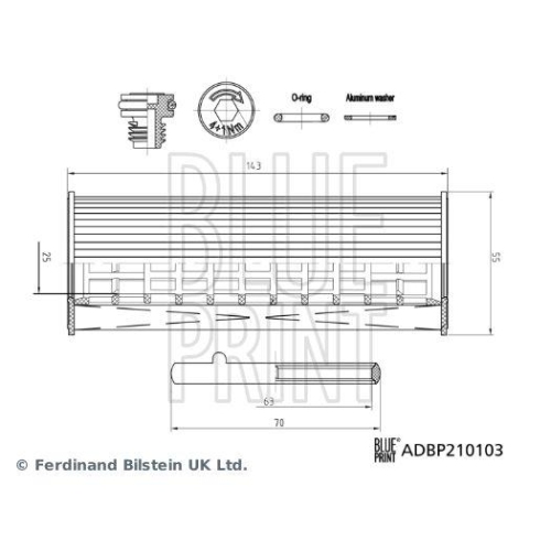 Blue Print 1x ADBP210103BP Ã–lfilter mit Dichtung und Anbaumaterial