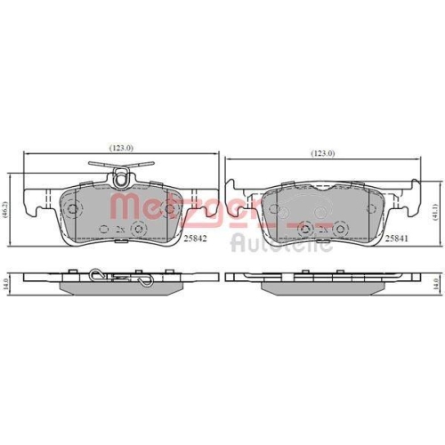 Bremsbelagsatz, Scheibenbremse METZGER 1170896 GREENPARTS für FORD, Hinterachse