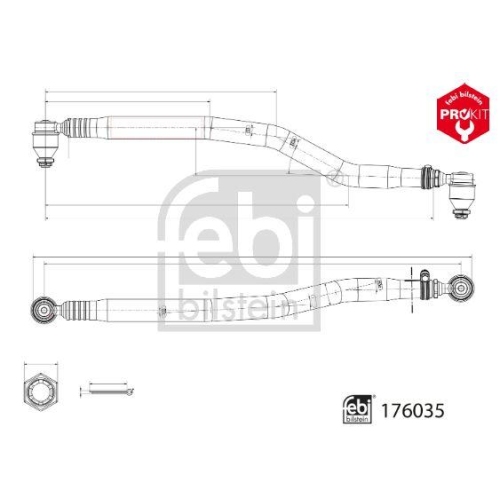 Febi Bilstein 1x 176035 Lenkstange mit Sicherungsmuttern