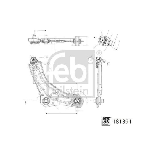 Lenker, Radaufhängung FEBI BILSTEIN 181391 für RENAULT, Vorderachse rechts