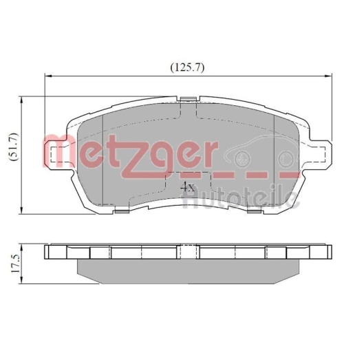 Bremsbelagsatz, Scheibenbremse METZGER 1170922 für FORD, Vorderachse