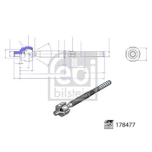 Axialgelenk, Spurstange FEBI BILSTEIN 178477 für RENAULT, Vorderachse links