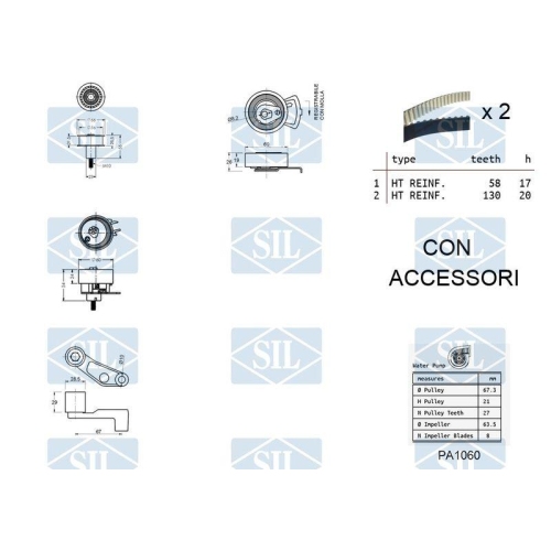 Wasserpumpe + Zahnriemensatz Saleri SIL K1PA1060 für AUDI VW