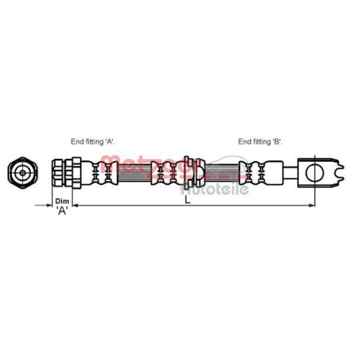 Bremsschlauch METZGER 4116204 für VAG, Vorderachse links, Vorderachse rechts