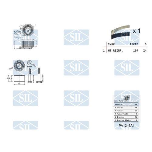 Wasserpumpe + Zahnriemensatz Saleri SIL K1PA1246A1 für ALFA ROMEO FIAT LANCIA