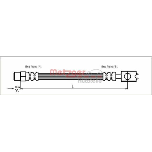 Bremsschlauch METZGER 4116226 für AUDI, Hinterachse links, Hinterachse rechts