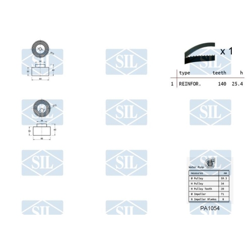 Wasserpumpe + Zahnriemensatz Saleri SIL K3PA1054 für FIAT PEUGEOT