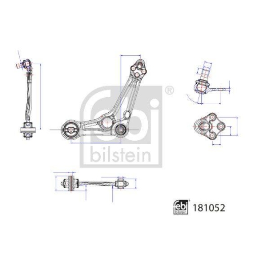 Lenker, Radaufhängung FEBI BILSTEIN 181052 für RENAULT, Vorderachse links, unten