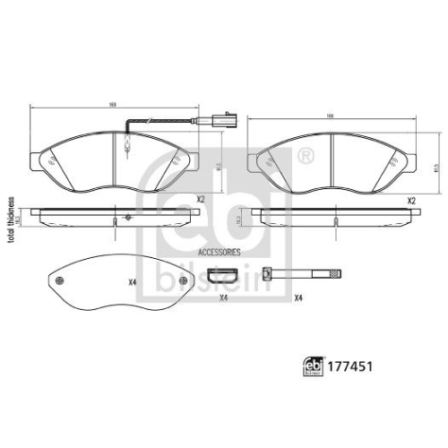 Bremsbelagsatz, Scheibenbremse FEBI BILSTEIN 177451 für CITROËN OPEL PEUGEOT