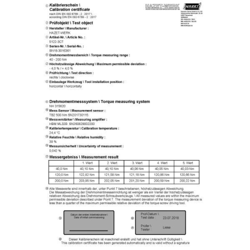 Hazet Werkstatt Drehmomentschlüssel 5110-3CT 1-800 Nm mit Umschaltknarre