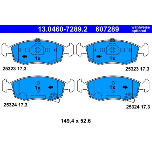 Bremsbelagsatz, Scheibenbremse ATE 13.0460-7289.2 für FIAT, Vorderachse