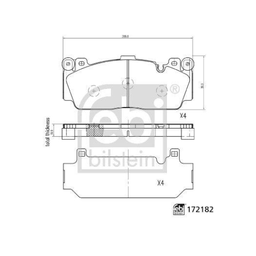 Febi Bilstein 1x 172182 Bremsbelagsatz, Scheibenbremse für BMW, Vorderachse