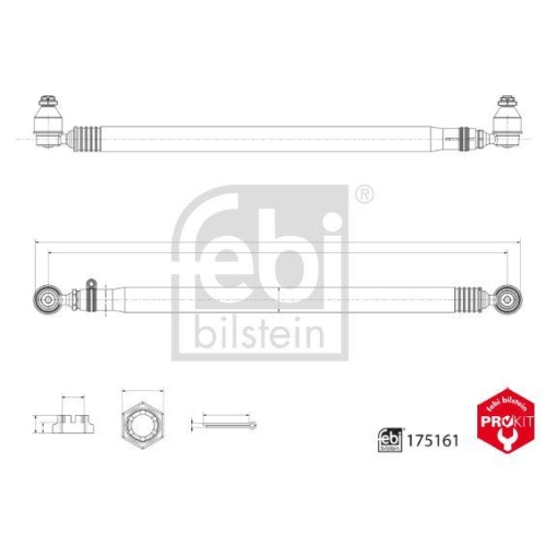 Spurstange FEBI BILSTEIN 175161 ProKit für MERCEDES-BENZ EVOBUS, Hinterachse