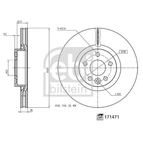 Bremsscheibe FEBI BILSTEIN 171471 für VOLVO, Vorderachse