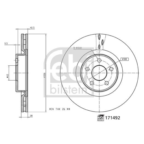 Bremsscheibe FEBI BILSTEIN 171492 für FORD, Vorderachse